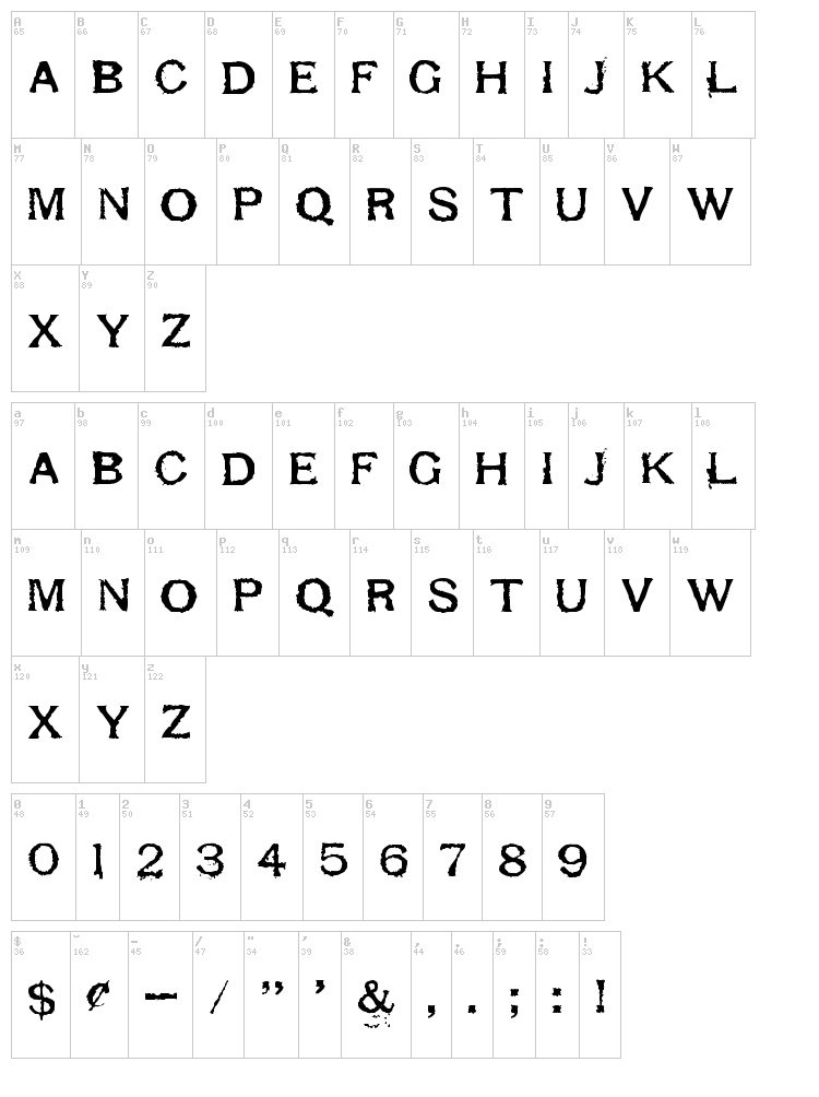 Respess Capitals font map